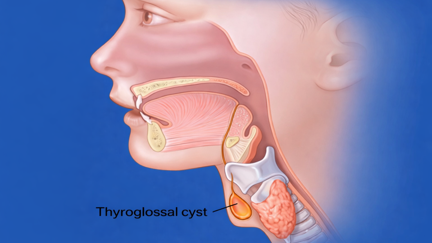 Nang giáp móng thường biểu hiện bằng khối u vùng cổ giữa