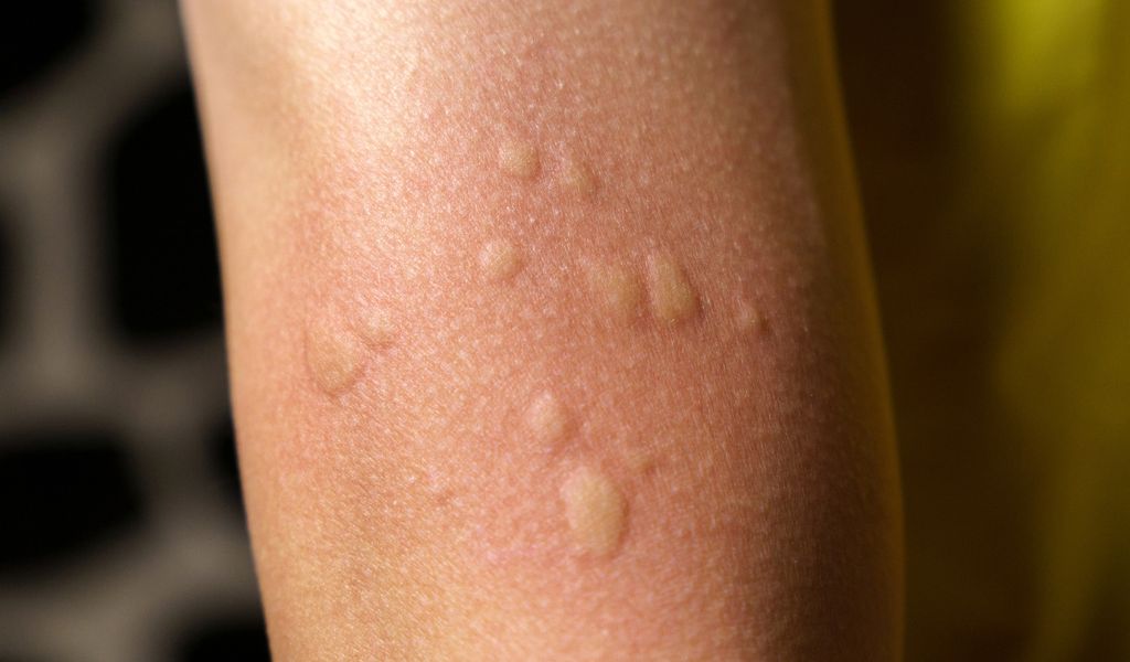 Các nốt mẩn như vết muỗi đốt màu nhạt kèm cảm giác ngứa