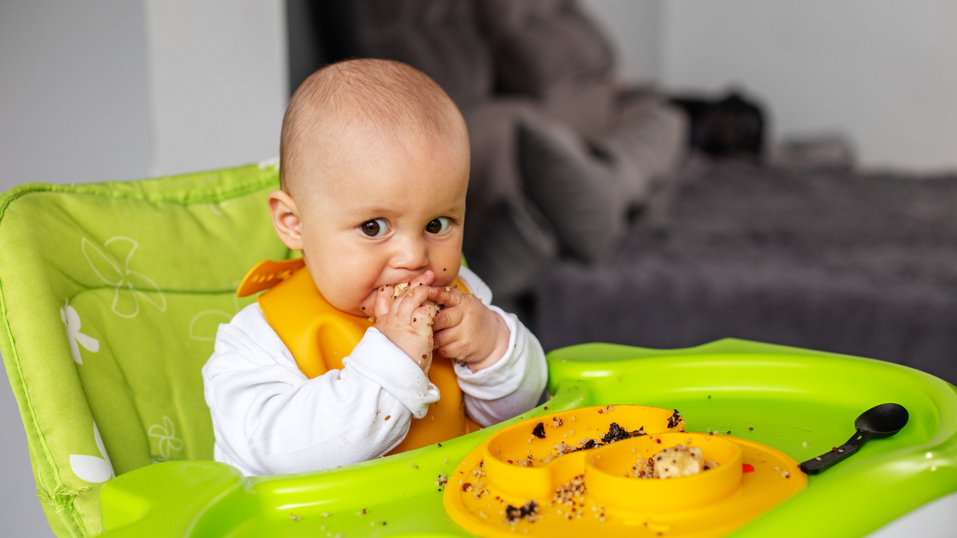 Dấu hiệu bé sẵn sàng ăn dặm là khi tròn 6 tháng, ngồi vững, nuốt tốt và hứng thú với thức ăn