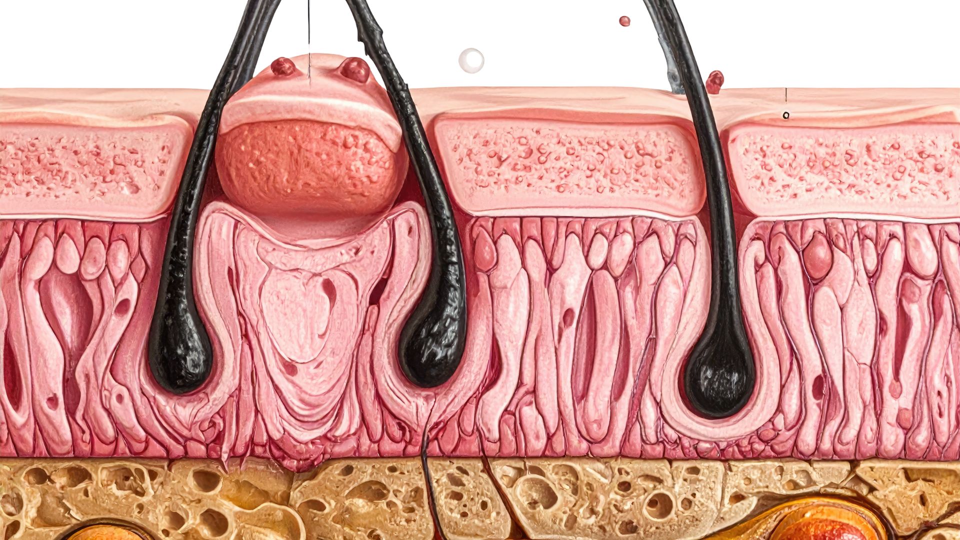Hình ảnh bệnh ổ gà ở nách phản ánh khá rõ tình trạng tổn thương liên quan đến nang lông