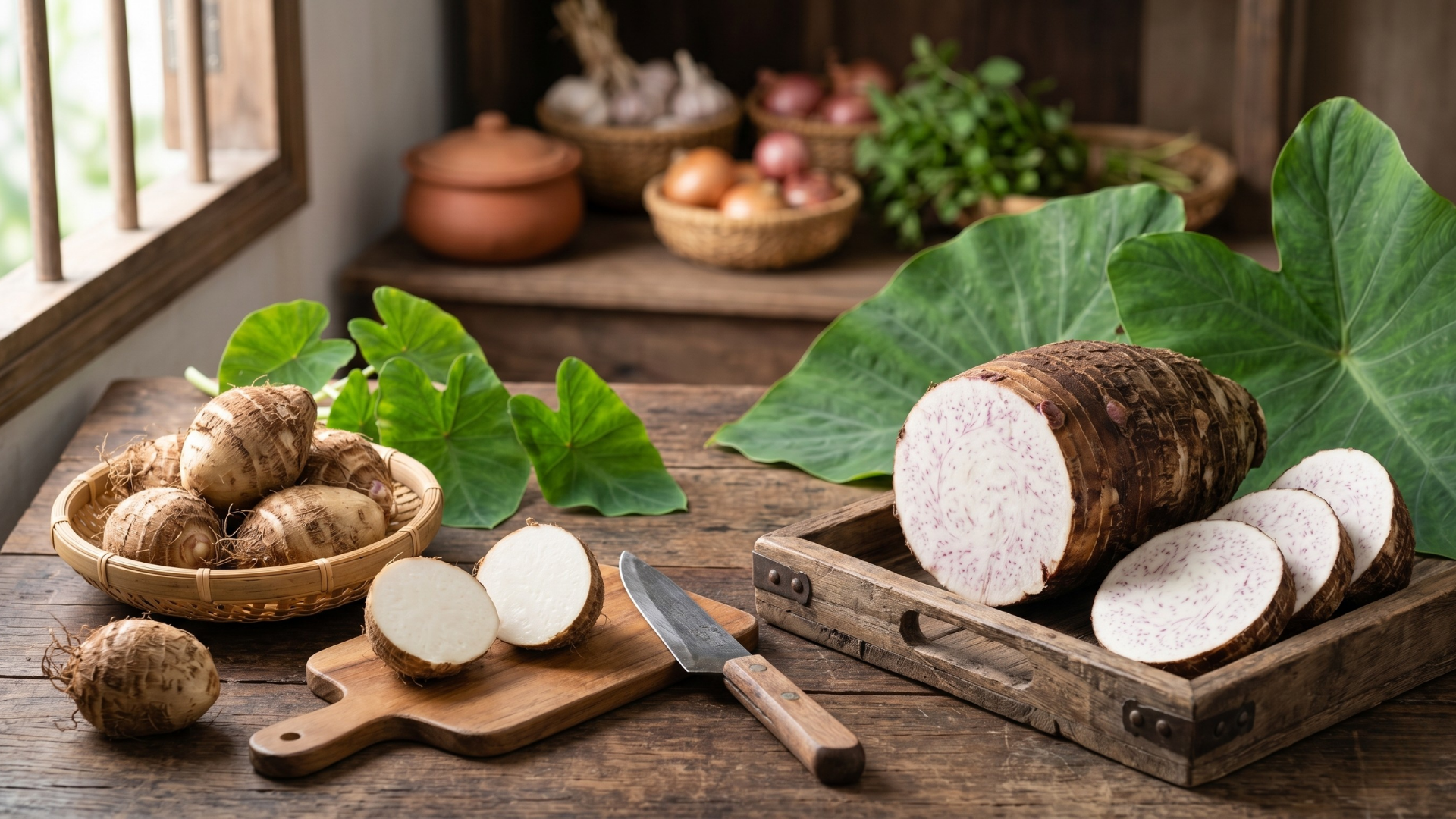 Khoai sọ và khoai môn khác nhau về hình dáng và dinh dưỡng