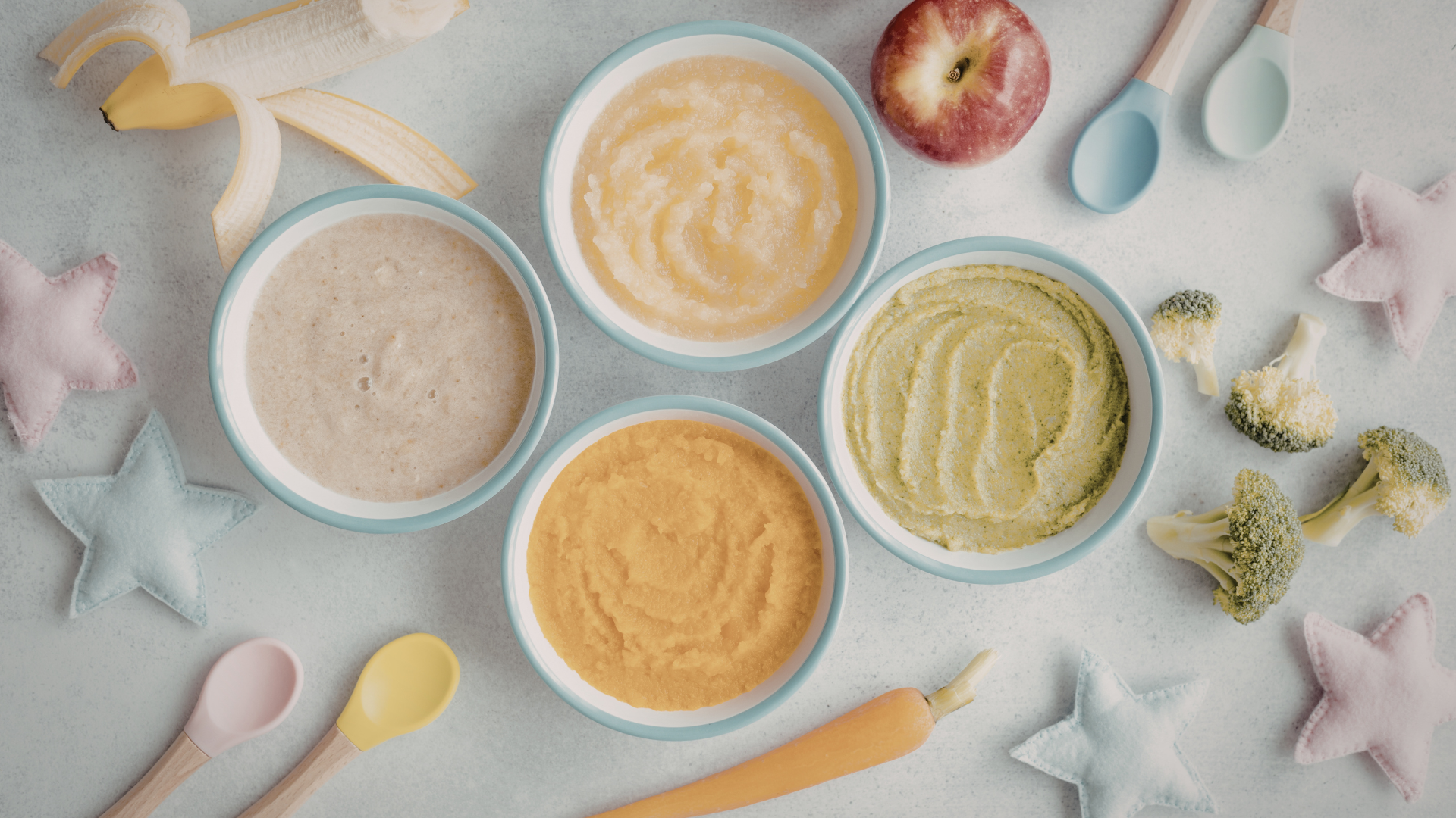 Giai đoạn 6 tháng, thức ăn chủ yếu là cháo/bột rây mịn với tỷ lệ nước cao