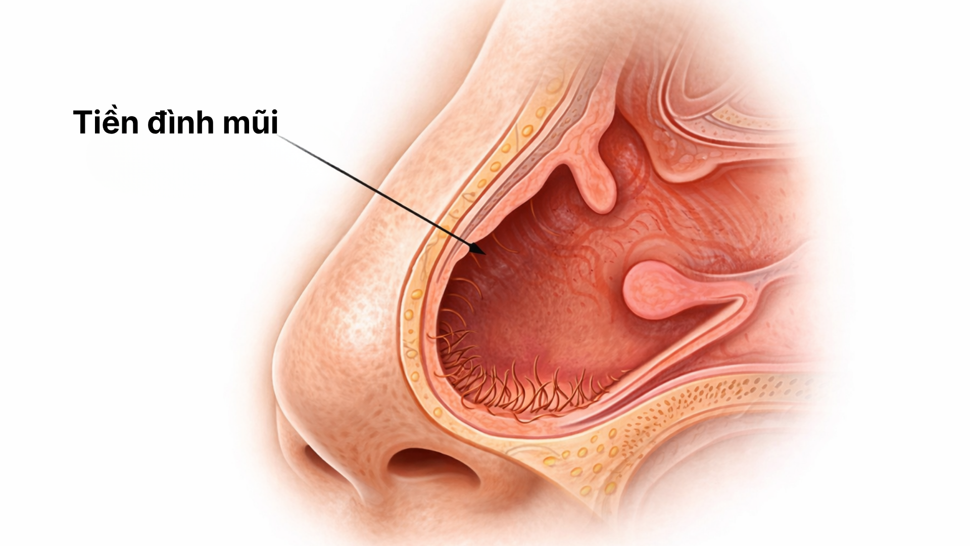Tiền đình mũi là vùng cửa mũi dễ bị viêm nhiễm