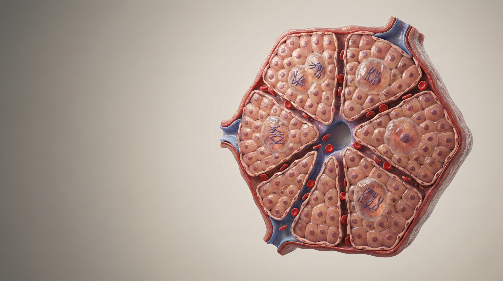 Cấu trúc vi thể của tiểu thùy gan dưới kính hiển vi