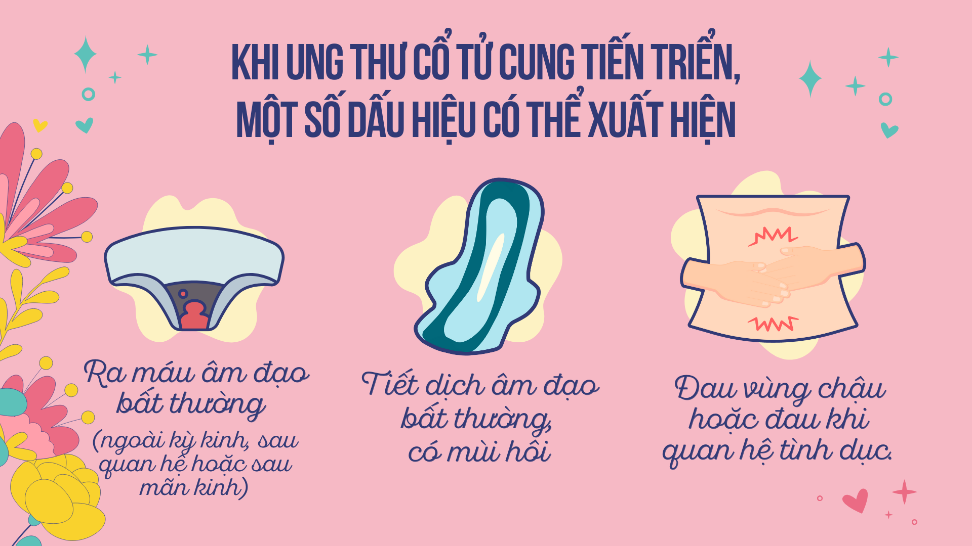 Khi ung thư cổ tử cung tiến triển, một số dấu hiệu có thể xuất hiện