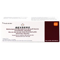 Vắc xin Bexsero (GSK, Ý) phòng não mô cầu B cho trẻ từ 2 tháng tuổi