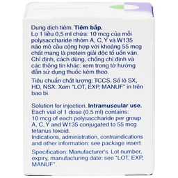 Vắc xin MenQuadfi phòng viêm màng não do não mô cầu ACYW cho trẻ từ 12 tháng tuổi
