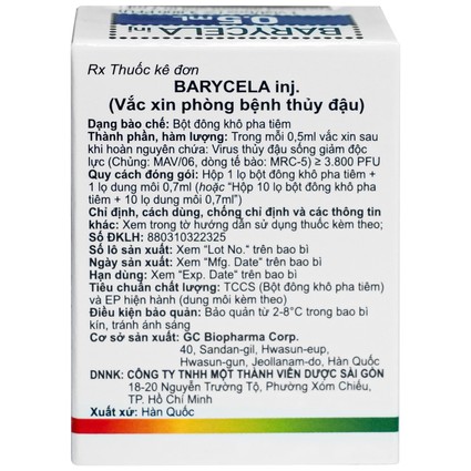 Vắc xin Barycela inj 3