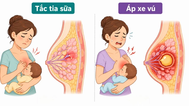Tắc tia sữa và áp xe vú: Cách phân biệt và xử trí đúng sau sinh