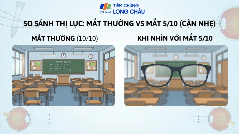 Mắt 5/10 là cận bao nhiêu độ và cách hiểu đúng