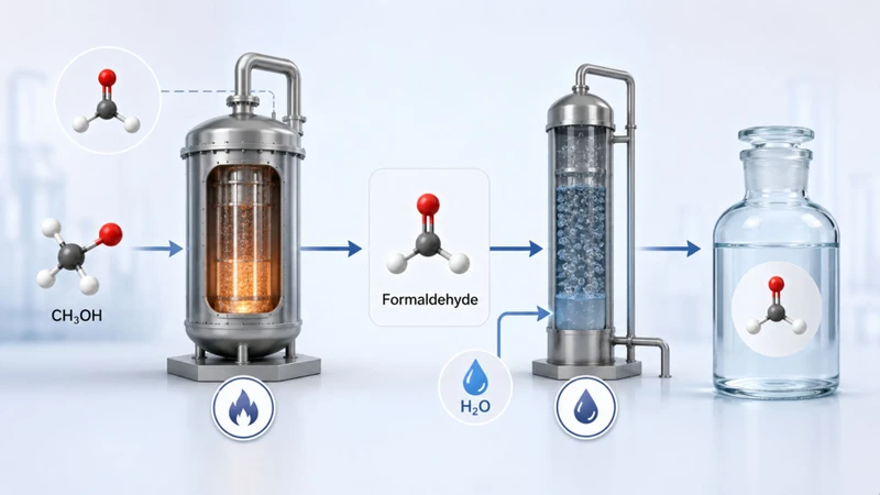 Formalin được sản xuất thông qua quá trình tạo Formaldehyde và hấp thụ sản phẩm vào nước trong điều kiện được kiểm soát