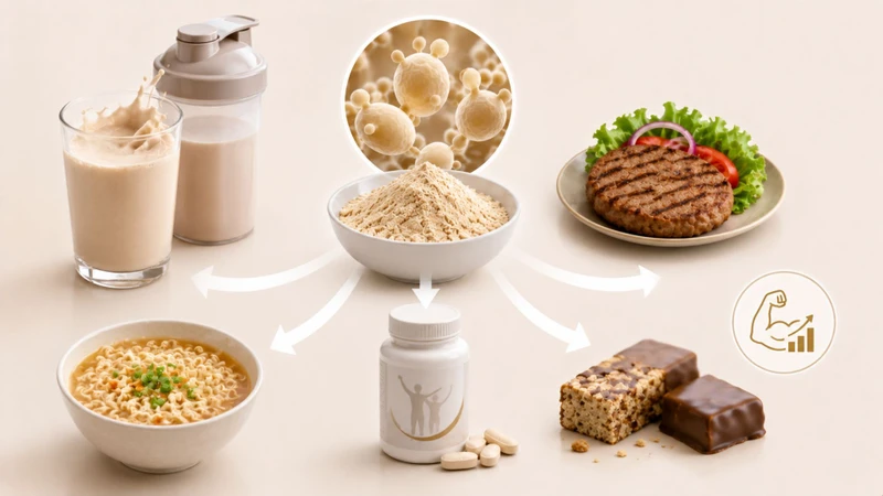 Protein nấm men được dùng để bổ sung và tăng giá trị dinh dưỡng, thường có trong đồ uống dinh dưỡng, thực phẩm thay thế thịt, đồ ăn liền và thực phẩm chức năng