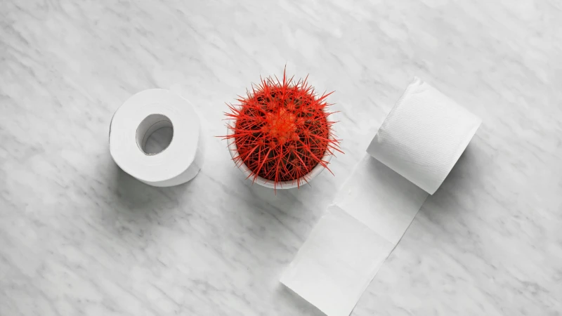 Chảy máu khi đi vệ sinh là dấu hiệu phổ biến của trĩ thường xuất hiện dưới dạng máu đỏ tươi dính trên giấy