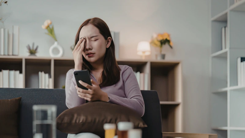 Sử dụng thiết bị điện tử nhiều hoặc căng thẳng kéo dài đều có thể khiến bọng mắt xuất hiện