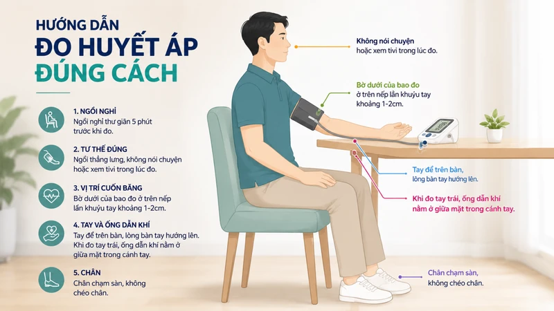 Đo đúng cách giúp kết quả huyết áp đáng tin cậy hơn