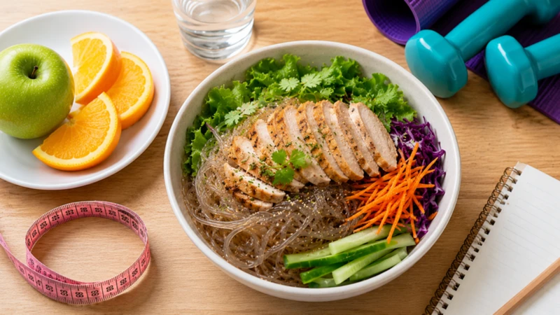 Kết hợp miến dong với nhiều rau xanh và protein để cân bằng bữa ăn