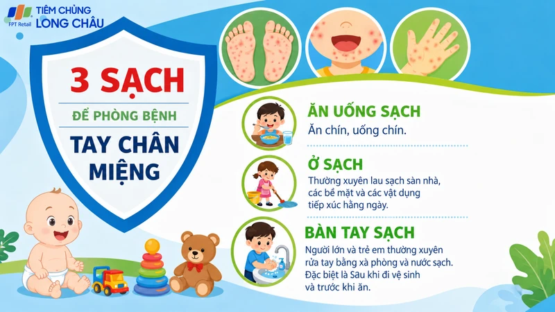 Công thức 3 sạch trong phòng bệnh tay chân miệng giúp bảo vệ trẻ