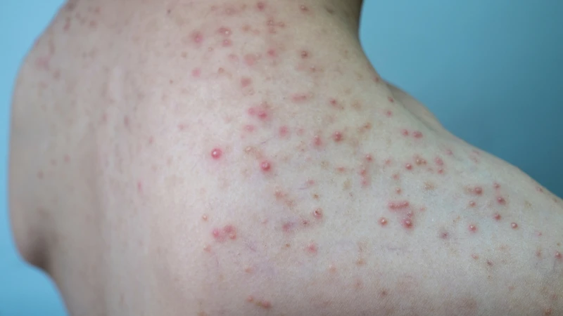Hình ảnh viêm nang lông sâu với các mụn mủ xuất hiện