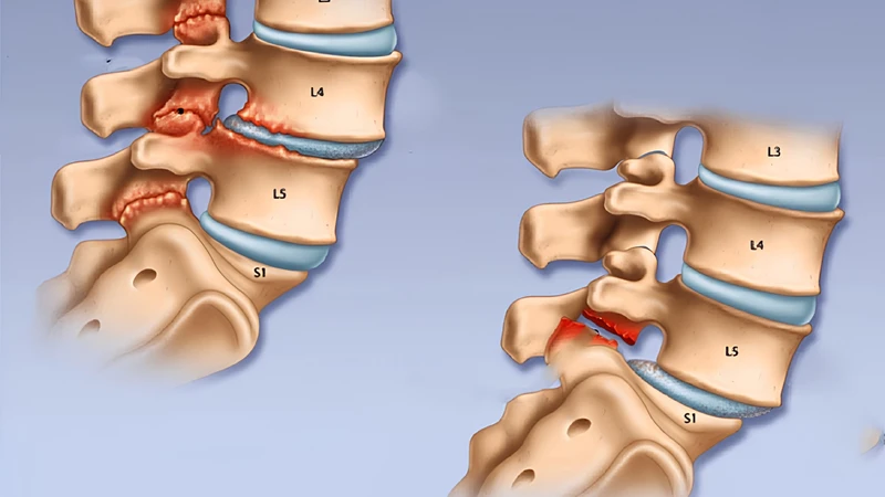 Mô tả vị trí eo đốt sống và vết nứt đặc trưng