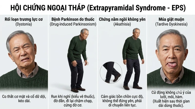 Các biểu hiện thường gặp của hội chứng ngoại tháp