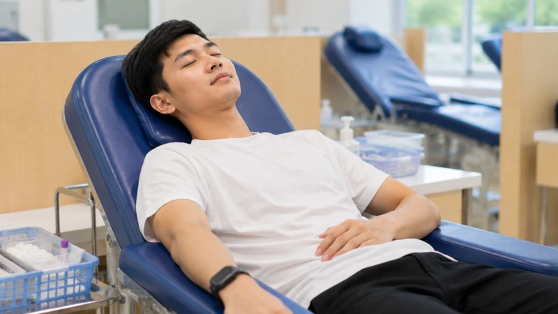 Bạn cần nghỉ ngơi tại chỗ tối thiểu 15 - 20 phút sau khi hiến máu