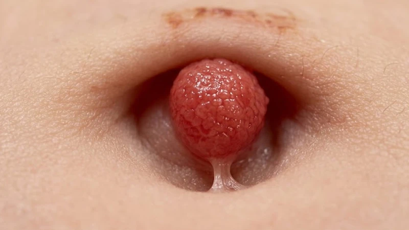 Polyp rốn ở trẻ sơ sinh là khối mô nhỏ màu đỏ tươi xuất hiện sau khi rụng rốn