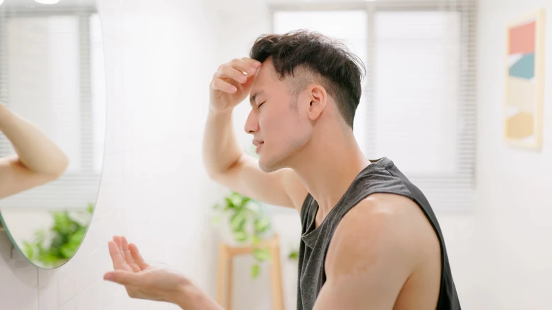 Tuyến bã nhờn hoạt động quá mức do DHT tăng, khiến tóc nhanh bết, da đầu dễ kích ứng và bong tróc
