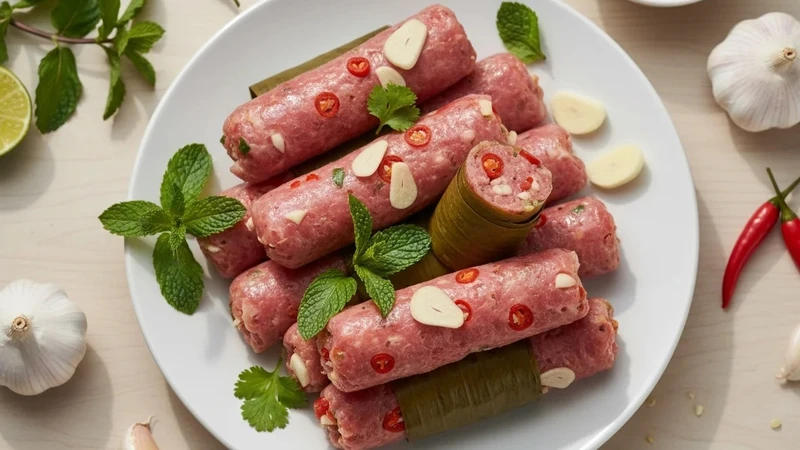 Ăn thịt lợn sống hoặc tái như nem chua có thể làm tăng nguy cơ mắc bệnh sán lợn gạo