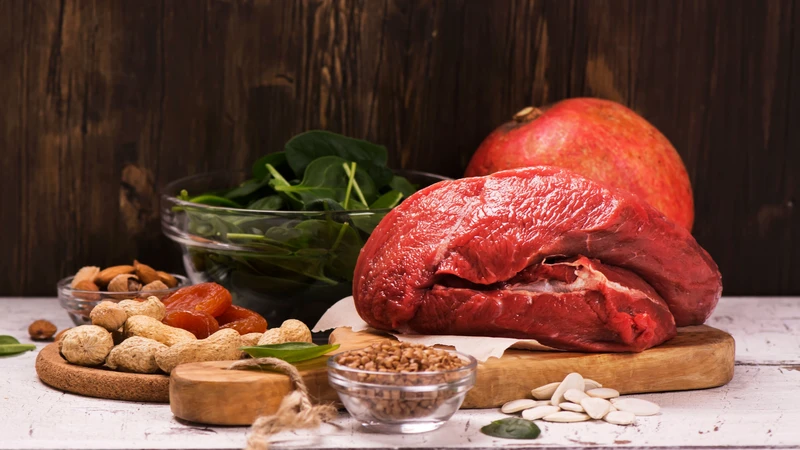 Để bù lượng máu đã mất và phòng thiếu máu, nên bổ sung thực phẩm giàu sắt như thịt bò, gan động vật và rau bina