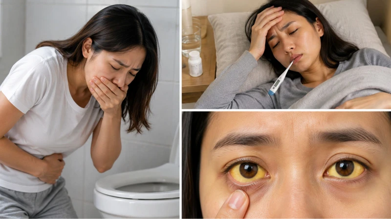 Buồn nôn, sốt và vàng da có thể xuất hiện khi viêm tụy cấp do sỏi mật