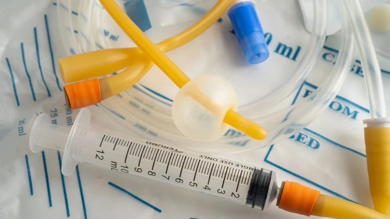 Nhân viên y tế chuẩn bị dụng cụ trước khi tiến hành đặt sonde hậu môn