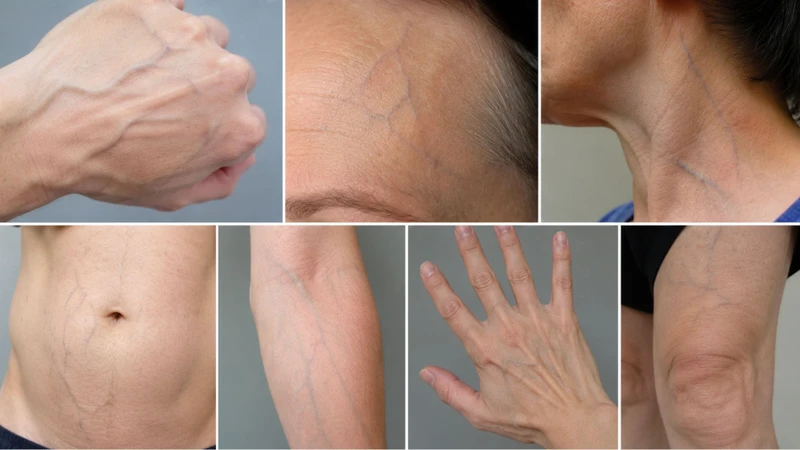 Gân xanh có thể xuất hiện ở nhiều vị trí khác nhau trên cơ thể