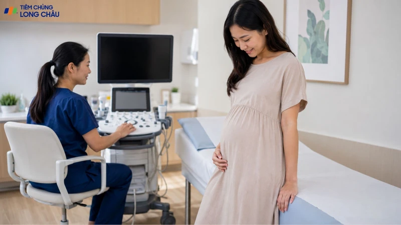 Trang phục rộng rãi giúp mẹ bầu thuận tiện khi siêu âm