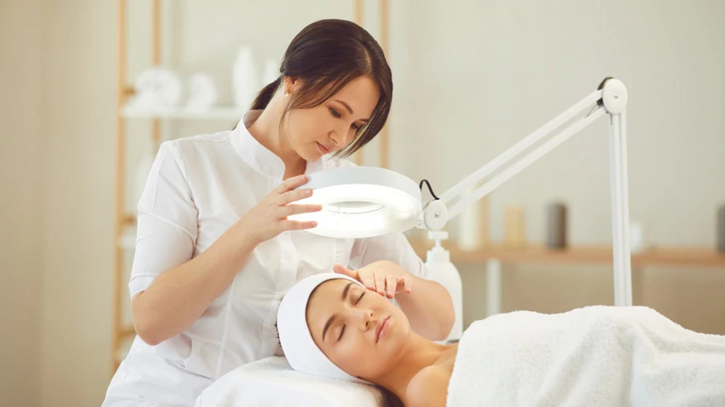 Bác sĩ thăm khám da để chẩn đoán u tuyến bã nhờn